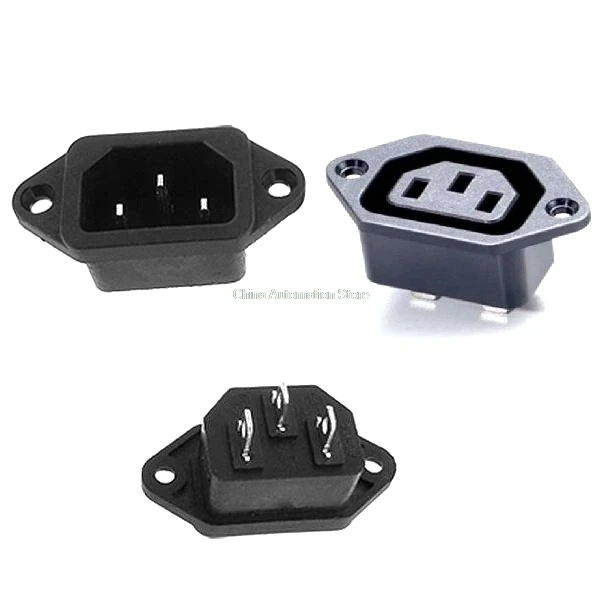 

1 Pcs IEC C14 C13 3 Pin Chassis Panel Mount Plug Connector AC 250V 10A