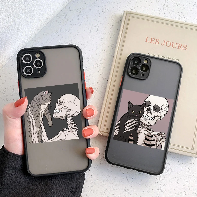 

Funny Cute Skeleton Case For iPhone 13 12 11 Pro Max 7 8 Plus 13 12 Mini XS Max X XR SE 2020 Bumper Shockproof Transparent Cover
