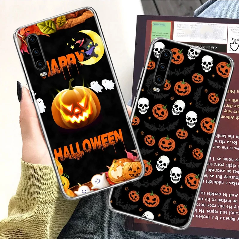 Maple Leaf Bat Halloween Pumpkin Head Phone For Huawei P30 Lite P10 P20 P40 P50 Pro Cover Huawei Mate 40 Pro 10 20 Lite 30 Capa