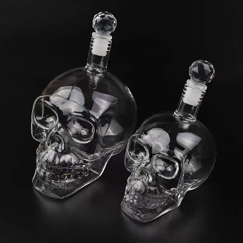 

Skull Glasses Of Wine Decanter Whisky Bottle Vodka Crystal Cocktail Bar Set Spirits with Stopper Seal Champagne Drinkware Cup