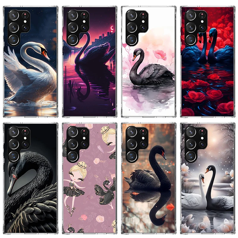 Black Swan Noble Phone Case for Samsung Galaxy S24 S23 S22 Plus S21 FE S20 Ultra S10 S10E S9 S8 + Soft Cover Print Fundas