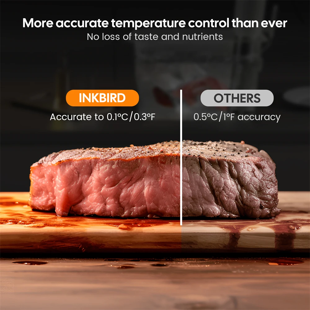 Фото INKBIRD ISV-101W WiFi Sous Vide Плита Точная 0,1 ° Управление C, 3D-нагрев, сигнализация мониторинга и приготовления пищи приложений №3