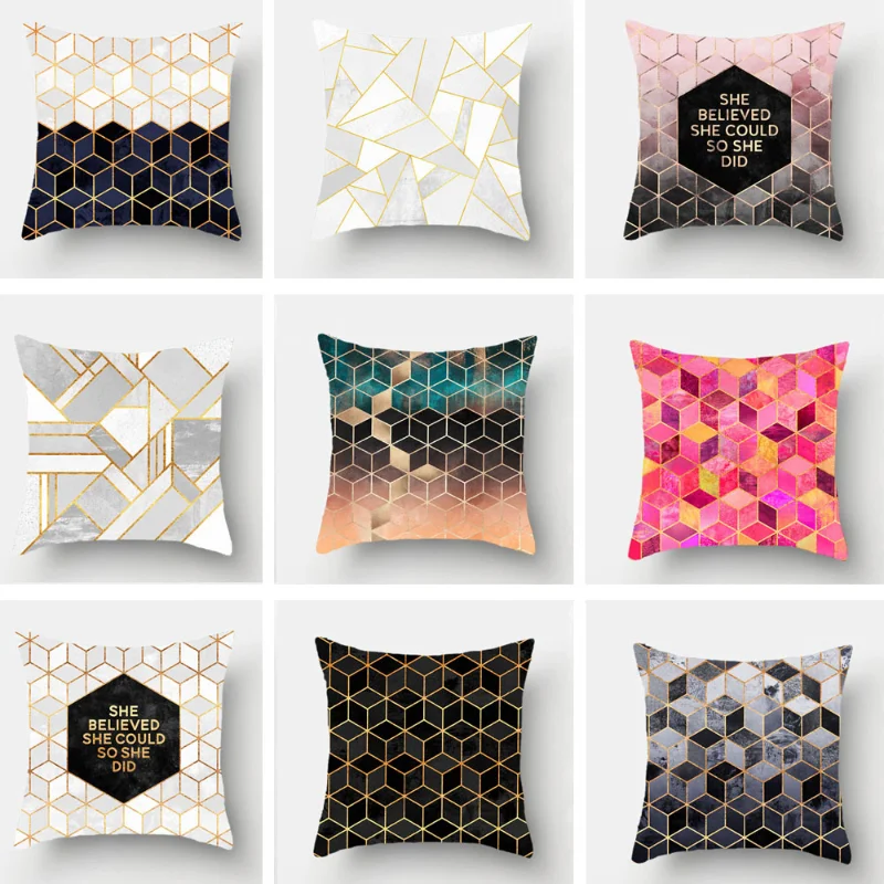 

Super Soft Geometric Pattern Throw Pillow Cover Crystal Cushion Case Creative Car Sofa Home Office Pillow Cojines 45x45 2023