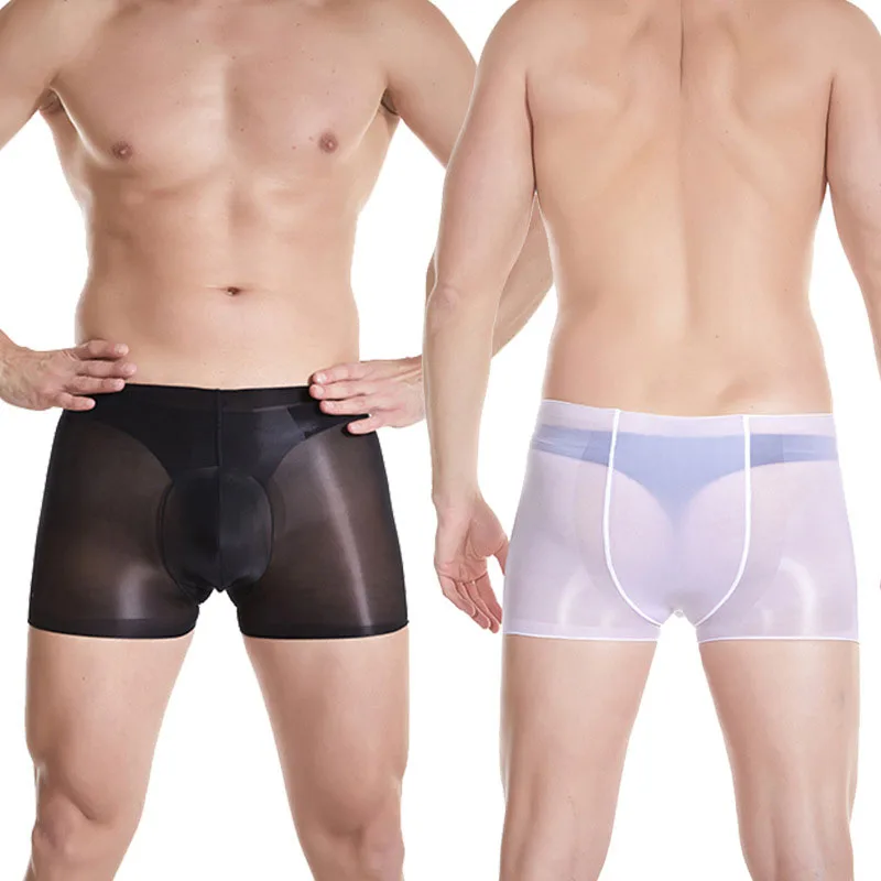 

Sexy Men Silk Briefs Glossy Sheer Elastic Boxer Brief Cock Pouch Oil Shiny Panties Sissy Fetish Lingerie Gay Erotic Underwear