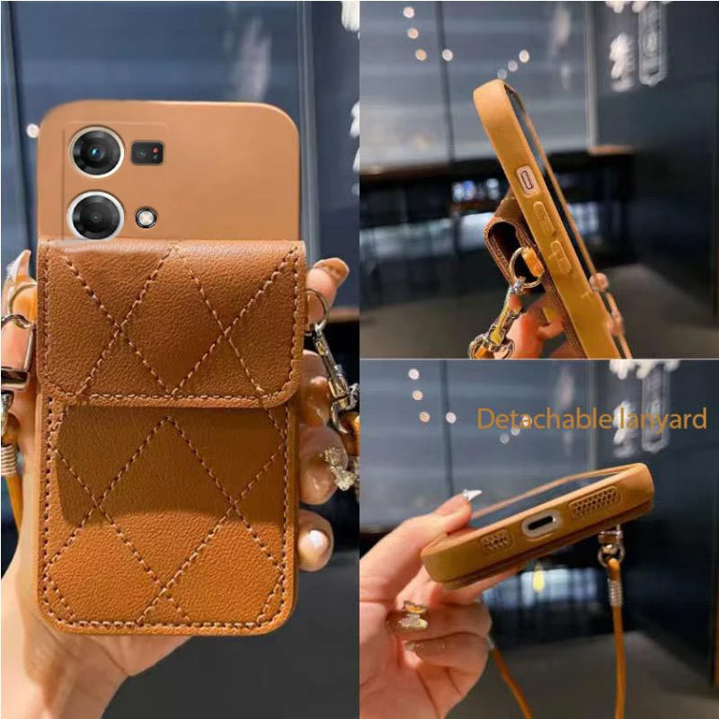 

Luxury Leather Bag Retro Crossbody Lanyard Case For Oppo Reno7 Reno 7 8 9 6 5 4 3 2 2Z 2F 8T Pro 4G 5G Reno8 Reno9 Cover