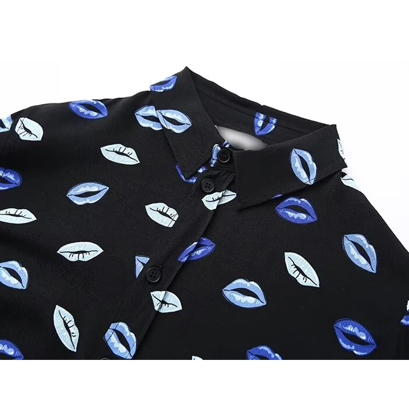 Женские рубашки с принтом TRAF 2024 рубашка на пуговицах женские длинным рукавом и
