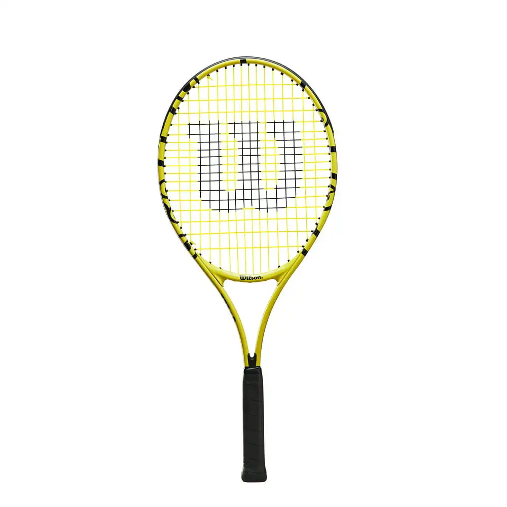25 Inch Junior Tennis Racket (Ages 9-10) - Yellow/Black, 7.94oz Strung