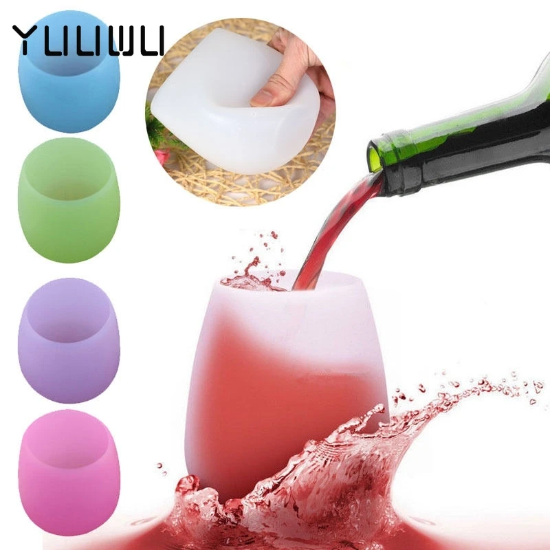 

New Hot Selling Food Grade Silicone Wine Glass Unbreakable Stemless Silicone Wine Glasses Colorful Foldable Outdoor Cup