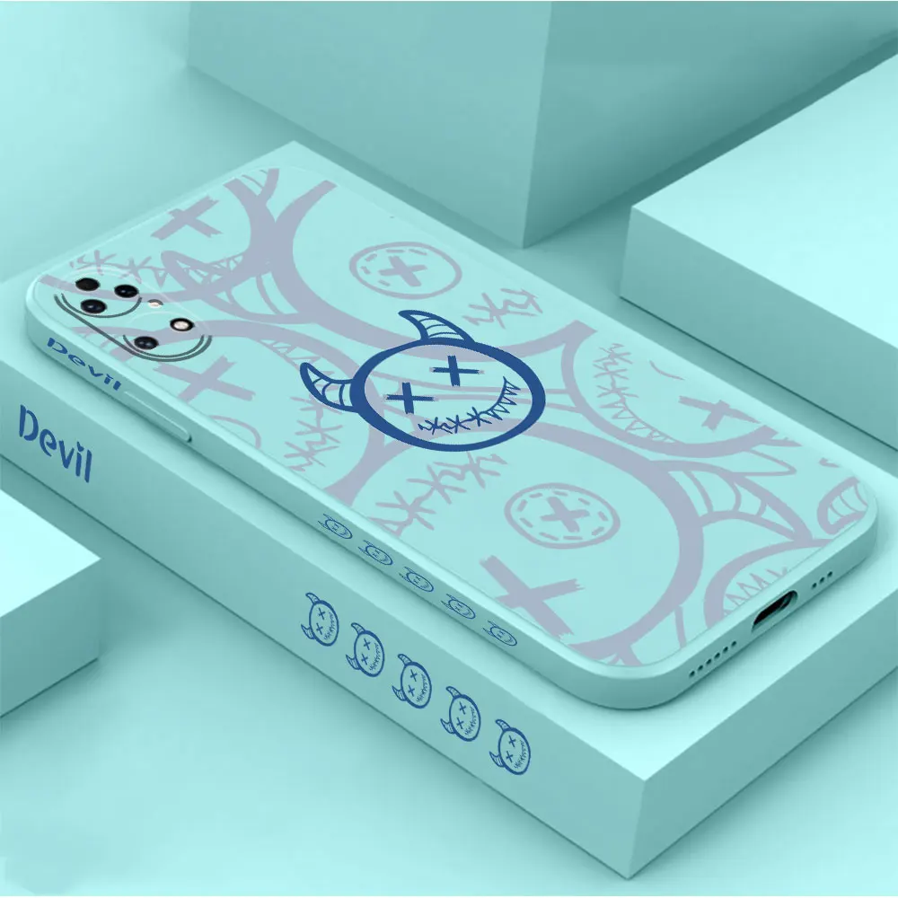 Demon Devil Smile Face Phone Case For Huawei P60 P50 P40 P30 P20 Mate 50 40 30 20 20X 10 Colour Liquid Silicone Cover Funda Capa