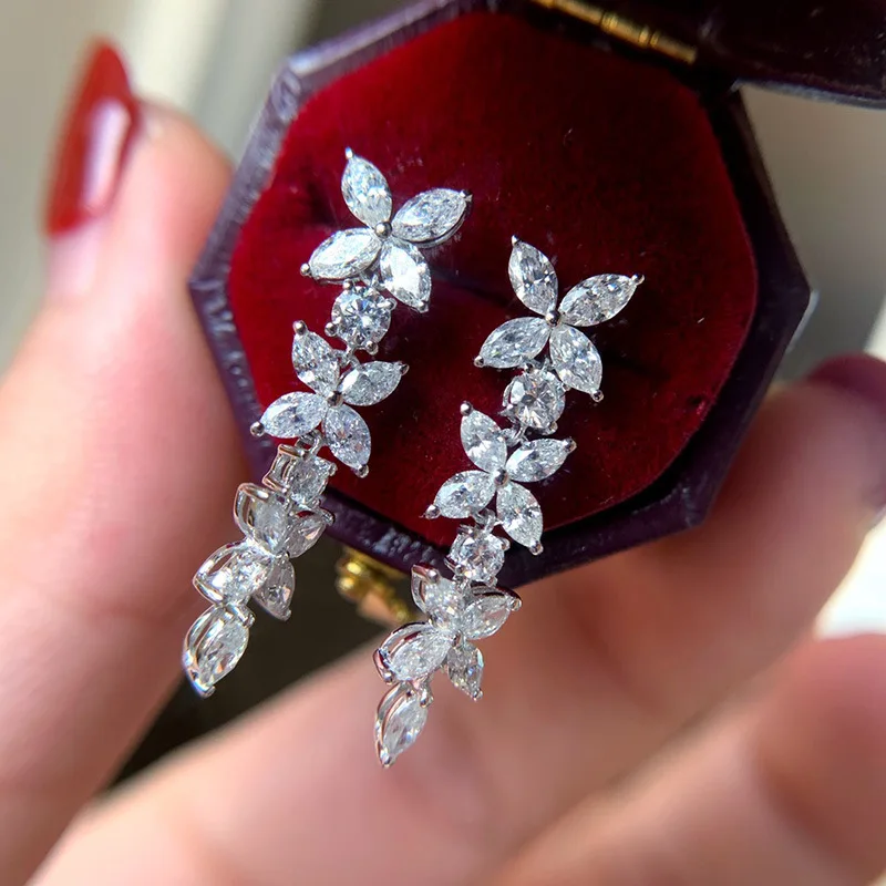 

2022 Aesthetic Earrings for Women Brilliant Marquise Cubic Zirconia Stone Engagement Wedding Party Romantic Female Accessories