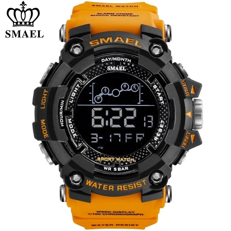 

SMAEL Mens Watch Military Waterproof Sport WristWatch Digital Stopwatches For Men 1802 Military Electronic Watches Male Clock