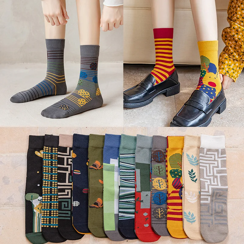 New Personality Graffiti AB Style Straight Socks Trendy Fashion Cotton Socks