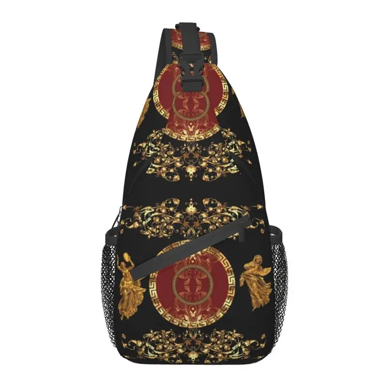 

Custom Baroque Golden Floral Sculptures Sling Bag for Men Fashion Shoulder Crossbody Chest Backpack Traveling Daypack