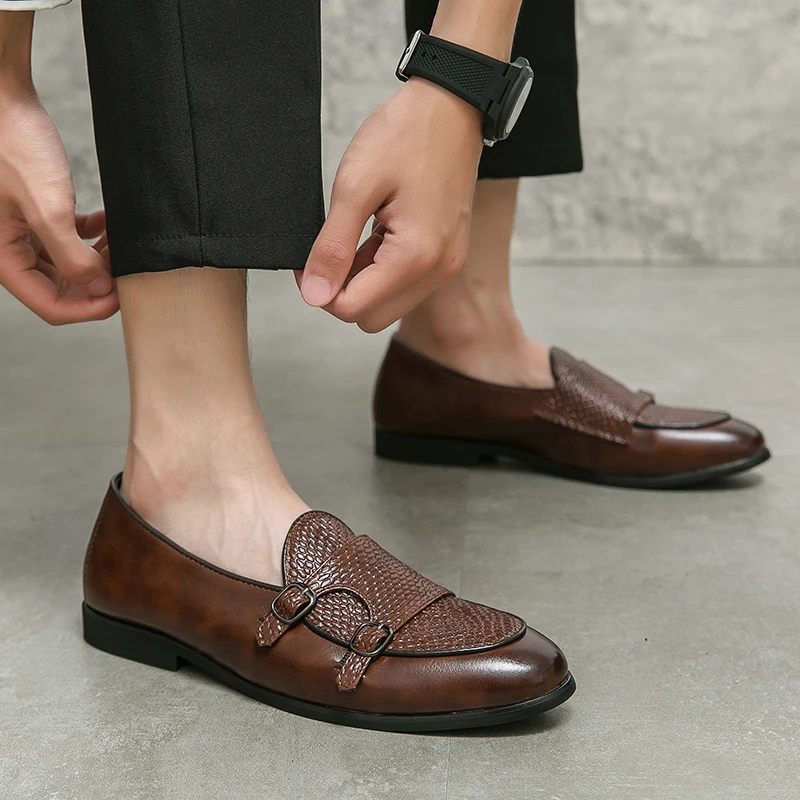 

2022 Best Selling Loafers Shoes For Men Black Brown Double Monk Strap Shoe Man Fashion Handmade Men Casual Shoes Driver Shoes