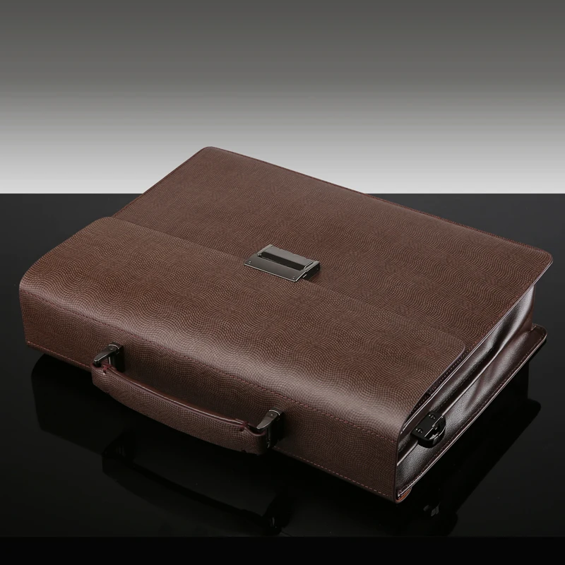 Business Handbag Men's Bag Strap Password Lock Briefcase Men's Large Capacity Leather Bag Portfolio Lawyer Bag Office Bag Men