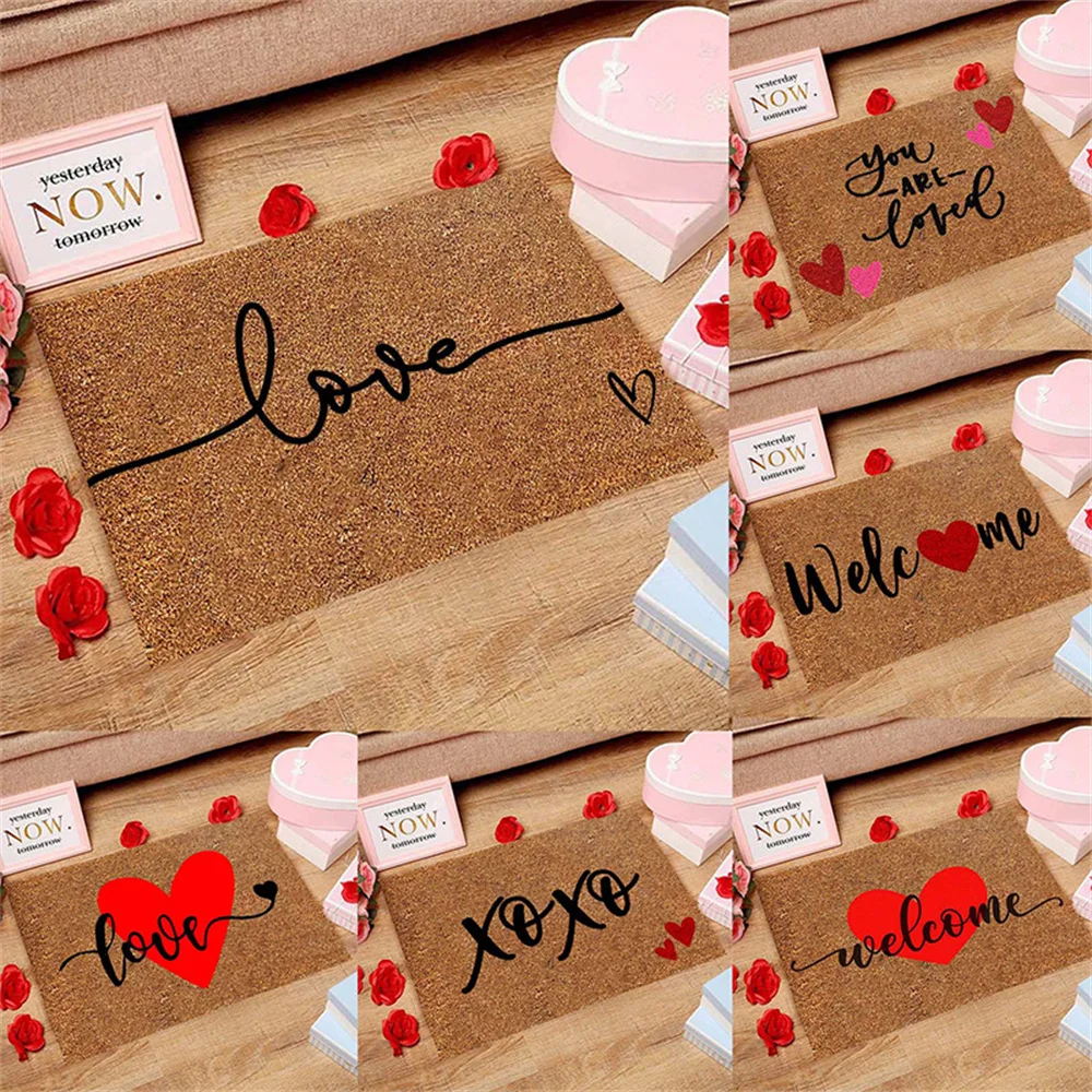 

Non-Slip Valentine'S Day Love Carpet Living Room Carpet Letter Printed Floor Rug Bath Front Door Mat Home Bedroom Decor