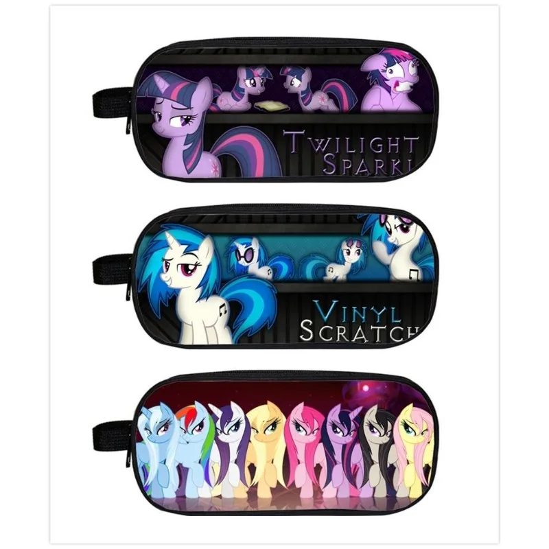 

My Little Pony Cartoon Pinkie Pie Rainbow Dash FIuttershy New Large Capacity Canvas Pen Bag Creative Stationery Storage Box