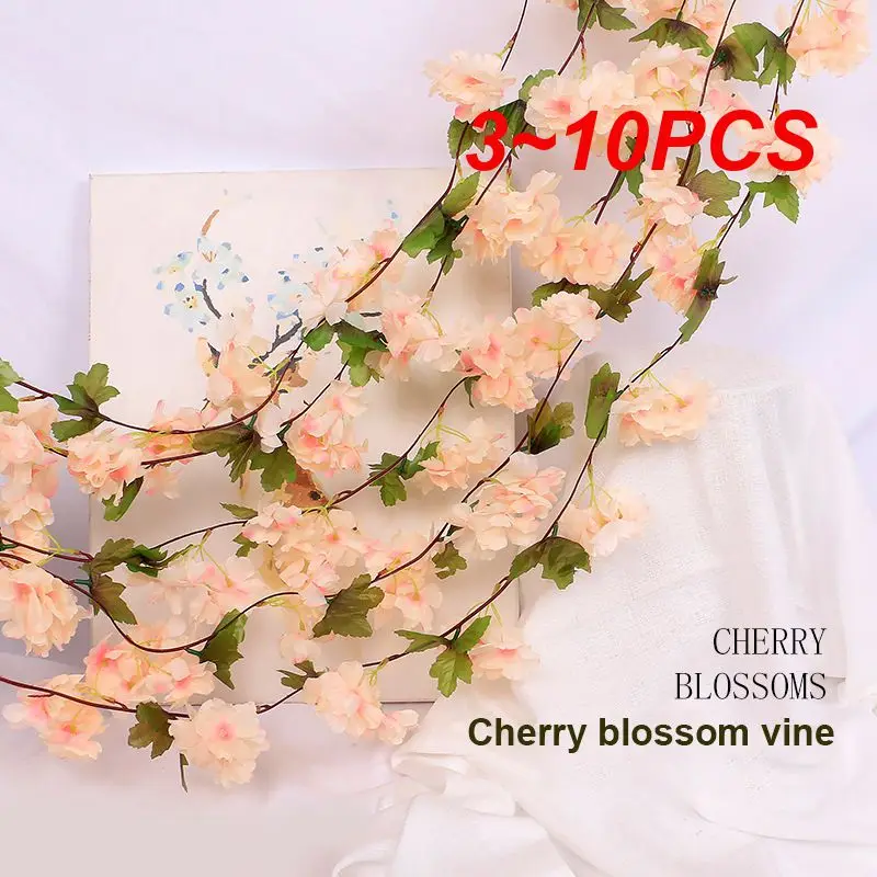 

3~10PCS Artificial Sakura Flower Vine Wedding Arch Home Christmas Party Fireplace Decoration Silk Cherry Blossom Wall Hang