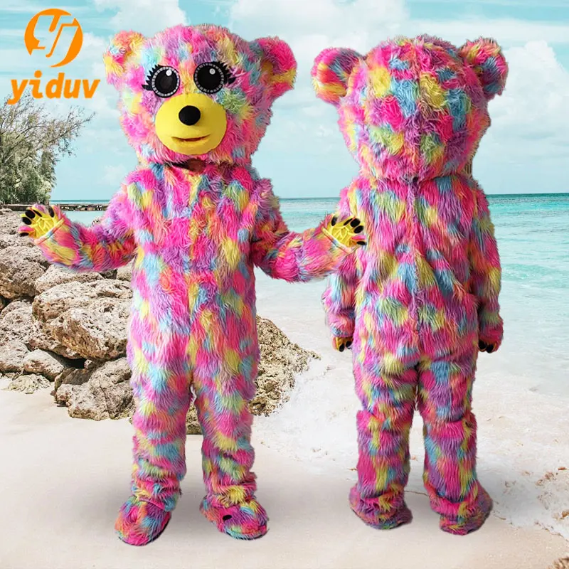 Красочный костюм талисмана плюшевого мишки милый свадебный медведь реквизит для