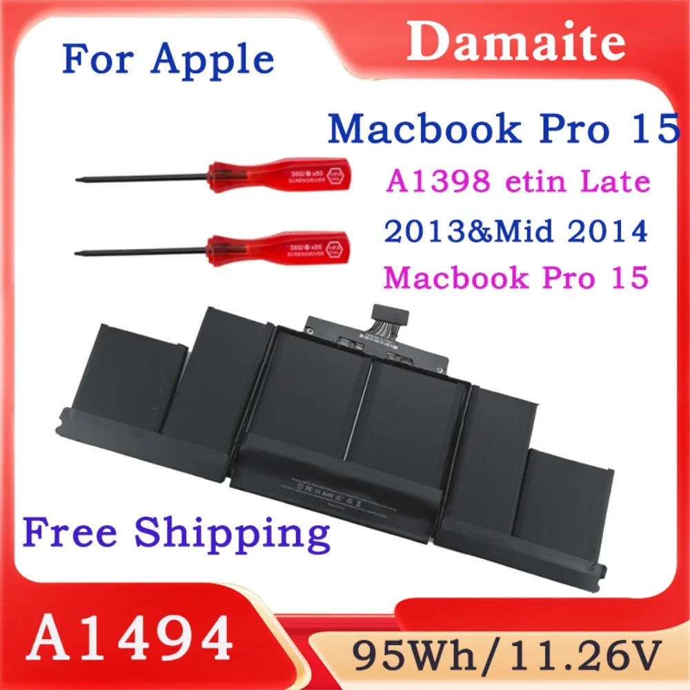 Фото Новый аккумулятор A1494 для Apple Macbook Pro Retina 15 ''A1398 Retina (конец 2013 года и середина 2014 года) MGXA2 MGXC2 ME293 ME294 MC975 с инструментами №1