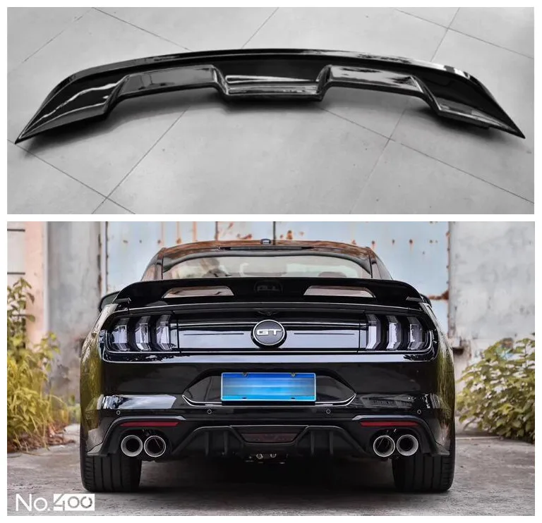 

For Ford Mustang GT500 Style 2015-2020+ High Quality ABS Primer & Carbon Fiber Rear Trunk Lip Spoiler Splitters Wing