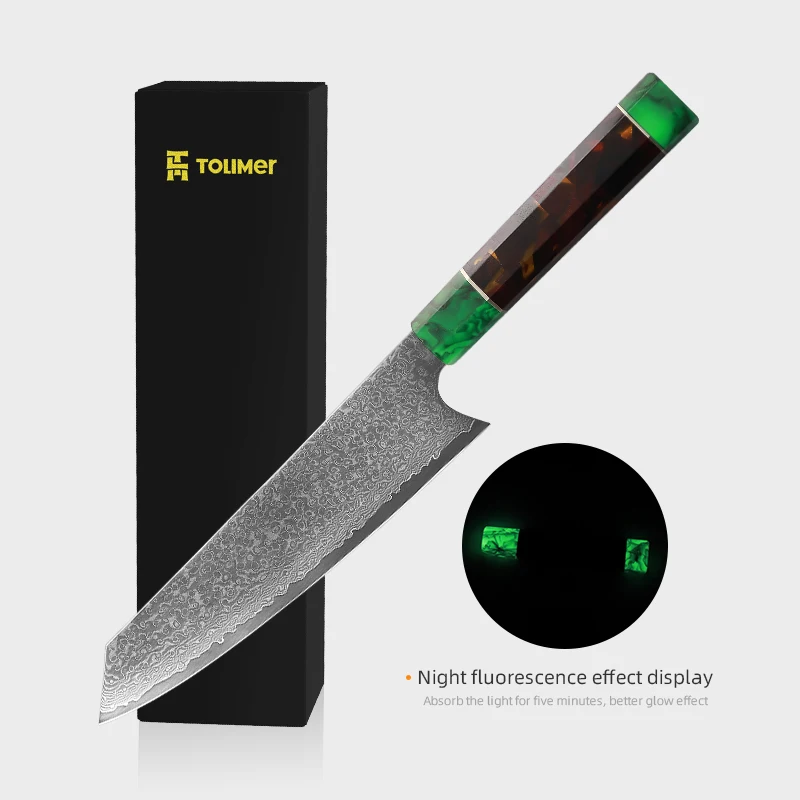 

Kiritsuke Kitchen Knife Octagonal Fluorescence Handle 67 Layers Damascus VG10 Steel 8 Inch Sharp Slicing Cleaver Damascus Knife