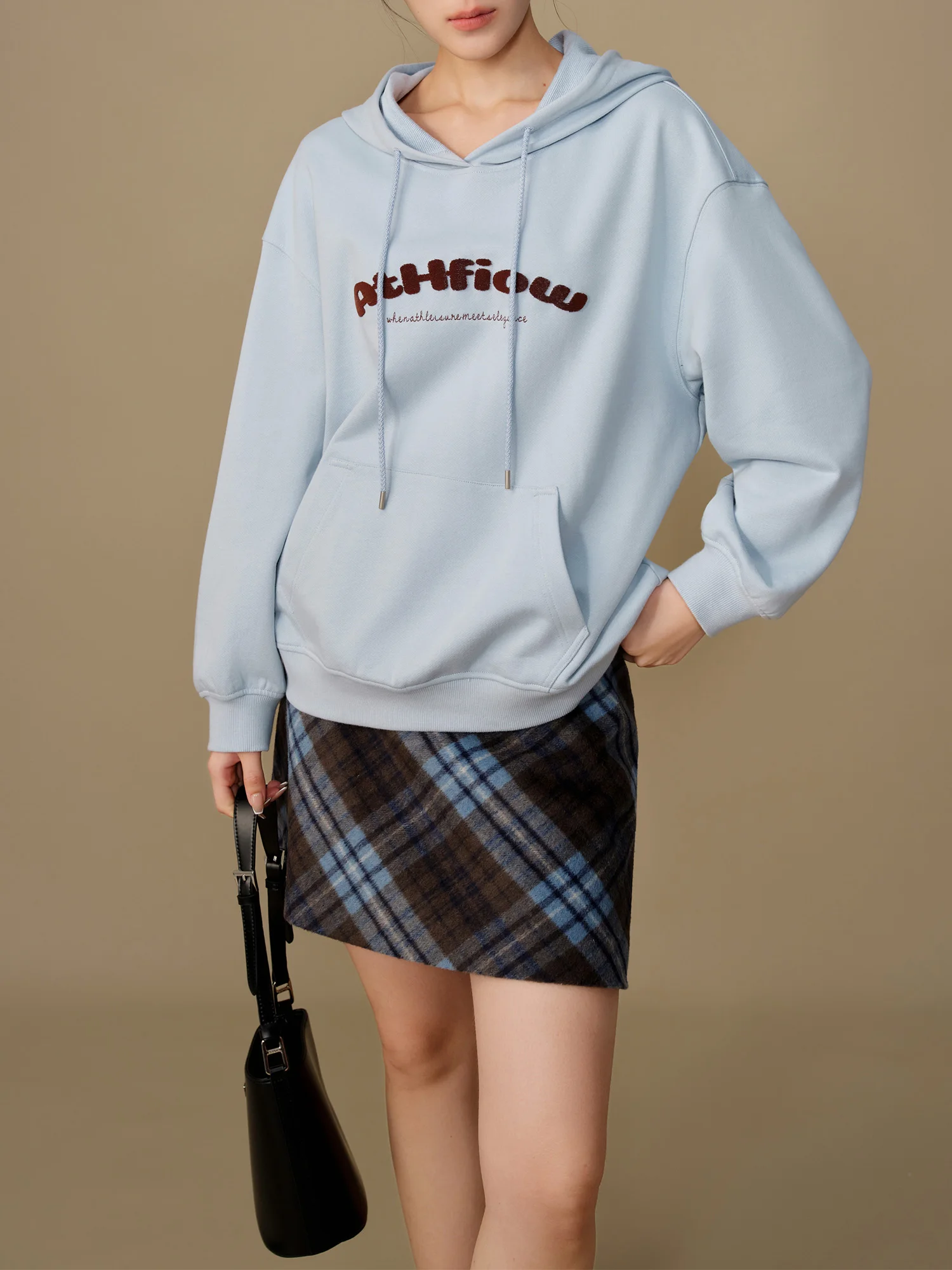 DUSHU【2 цвета】женские толстовки с буквенным принтом зимние утепленные хлопковые