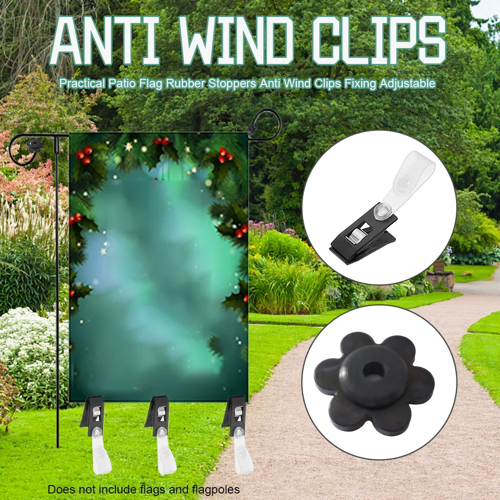 

5pcs/set Anti Wind Clips Practical Manual Tools Easy Install Pole Accessories Outdoor Garden Flag Rubber Stoppers Compact Patio