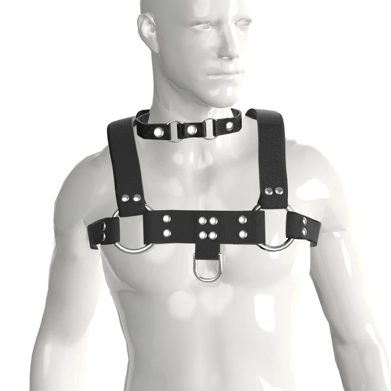 

AIIOU Sexy Men Hollow Out Undershirt Bondage Punk Strap Gay Rivet Belt Erotic Underwear Fetish Costume Male Fitness Ring Collar