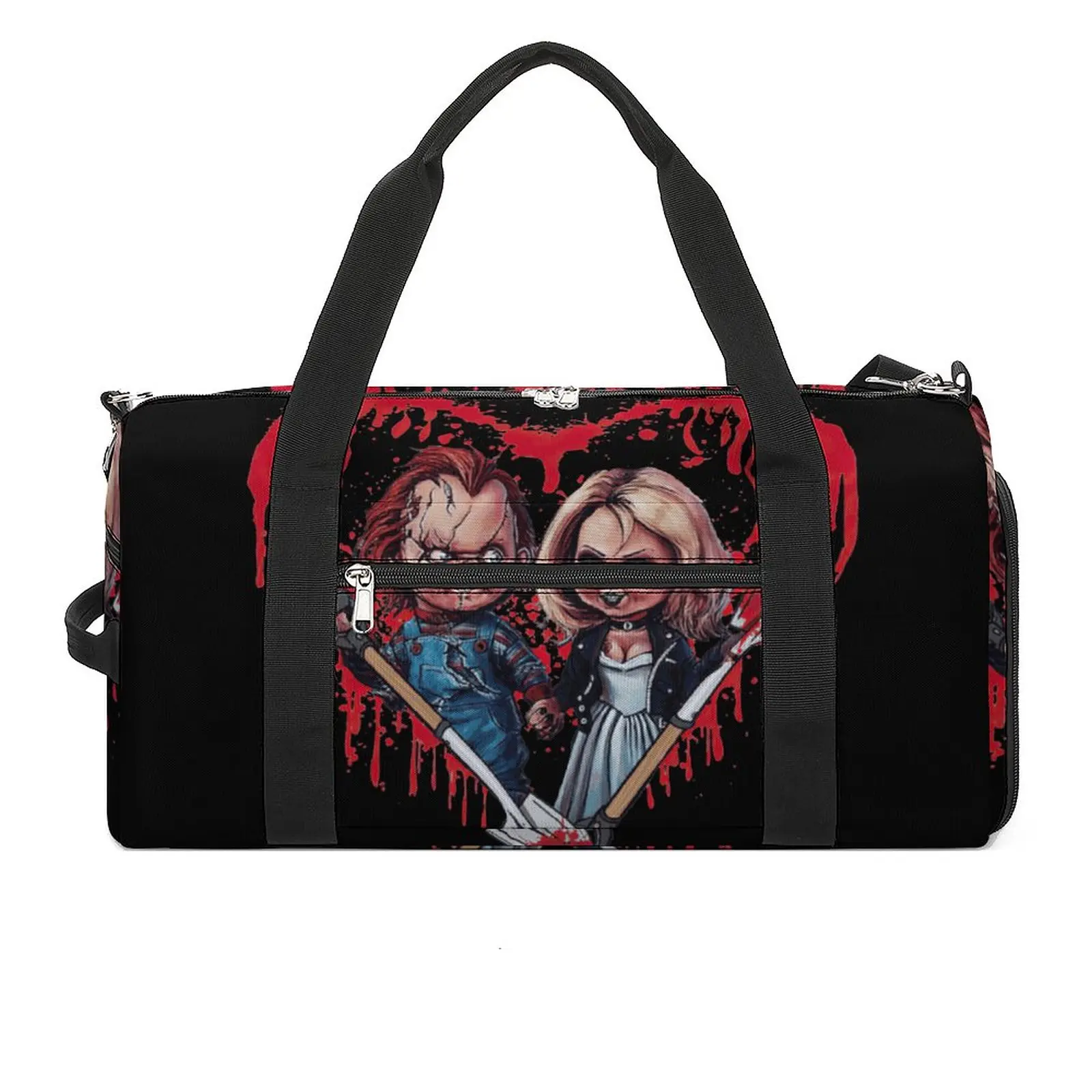

Bloody Heart Chucky And Tiffany Gym Bag Tv Series Weekend Sports Bags Large Training Handbag Graphic Fitness Bag For Men Women