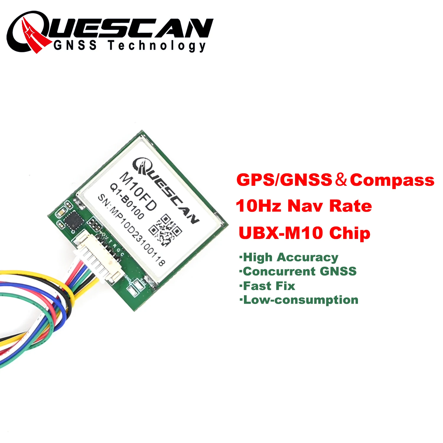 QUESCAN 10Hz Drone FPV GPS Compass QMC5883 UBX M10 GPS GNSS модуль Beidou Galileo ГЛОНАСС для радиоуправляемого самолета FPV NMEA＆UBX протокол