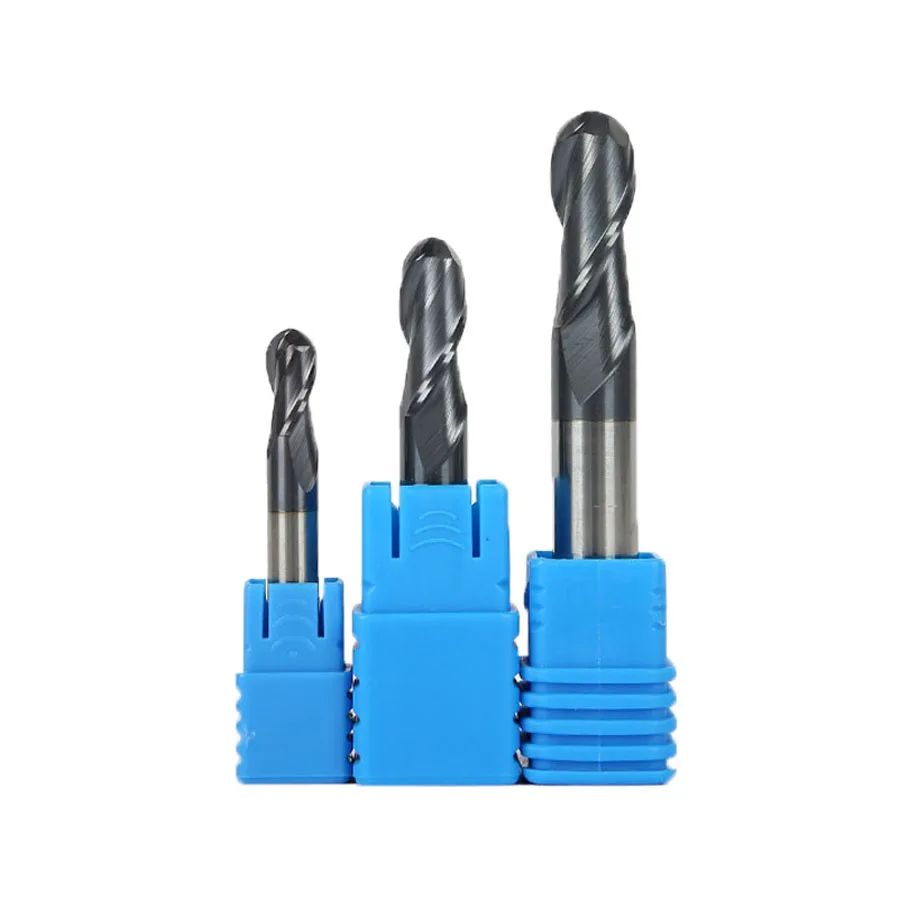 

2 Flutes Tungsten Steel Ball Nose End Mills HRC45 Ball Head Milling Cutter Black Coating Carbide CNC Straight Handle Router Bits