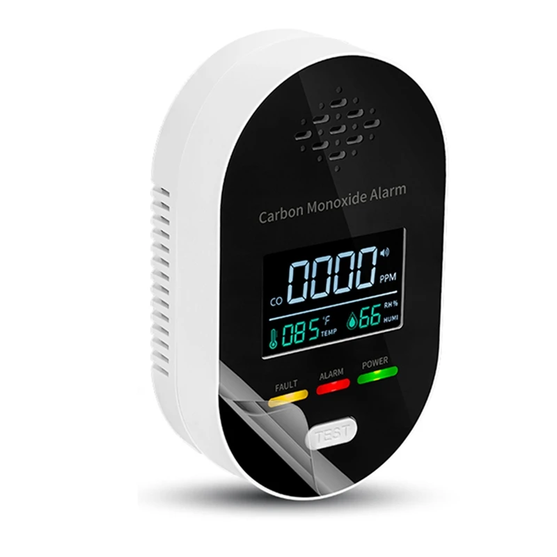 3-In-1 Carbon Monoxide Detector Temperature And Humidity Portable CO Alarm Gas US Plug