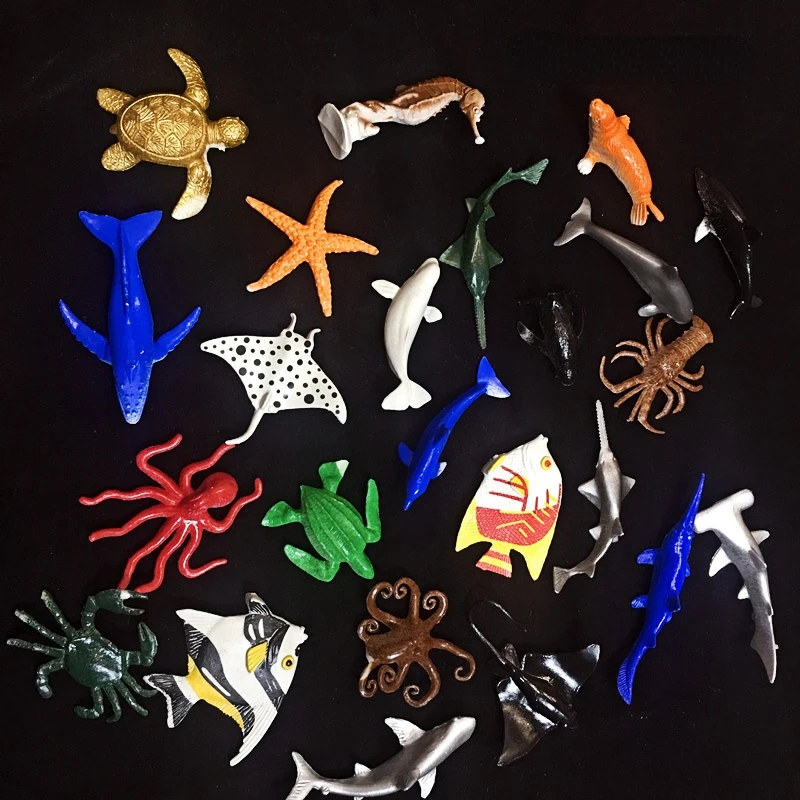 

4/24 Pieces Miniature Marine Animal Simulation Model Toy Marine Aquarium Miniature Cognitive Educational Toy Underwater World