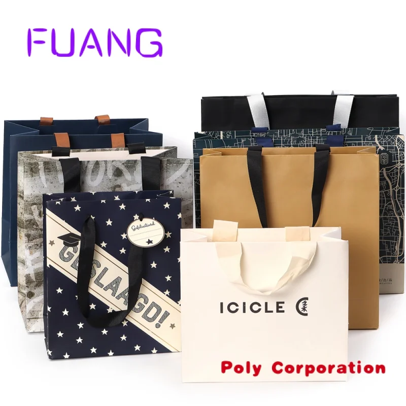 Custom Paper Bags Luxury Gift Kraft Paper Shopping Bag Printed With Ribbon Handle For Jewely