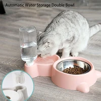 3 color dog bowl automatic feeding and water storage double for cat small and medium sized food basin supplies