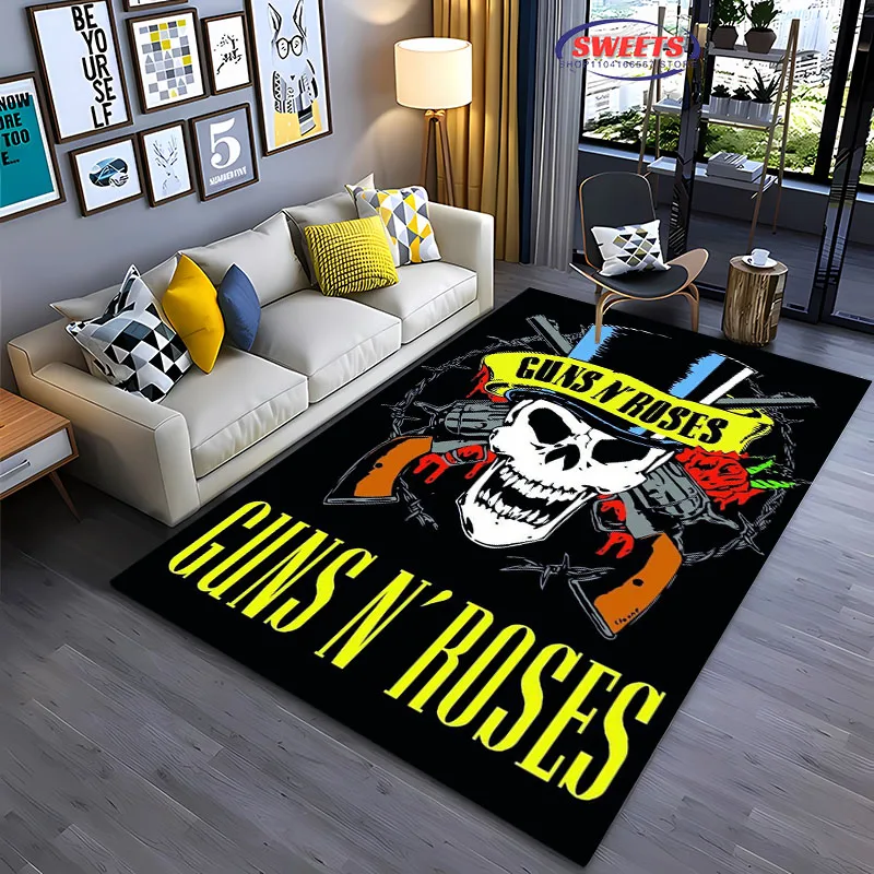 3D Classic Band Guns and R-Roses Carpet for Living Room Kid's Bedroom Mat Sofa Doormat Floor Rug Anti-slipTapete Decor Mat Gifts (art.: 3920cb0630f46) - 3920cb0630f46