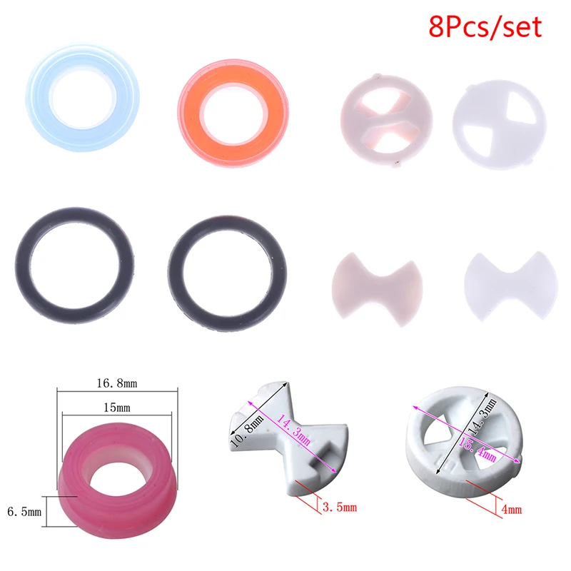 

8Pcs Ceramic Disc Silicon Washer Insert Turn Replacement 1/2" For Valve Tap Positive + Negative