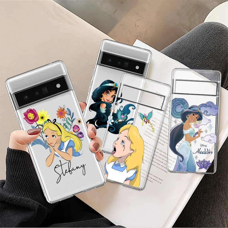 

Alice in Wonderland For Google Pixel 8 7 6 Pro 6a 5 5a 4 4a XL 5G Transparent Phone Case Cover Shell