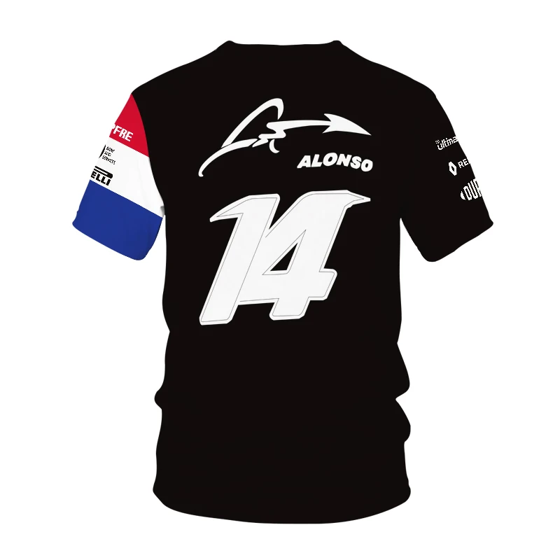 

2021 Hot Sale F1 Formula One Alpine Team Alonso Blue Short Sleeve Men's And Women's Racing Spectator Summer 31 Aokang T-Shirt