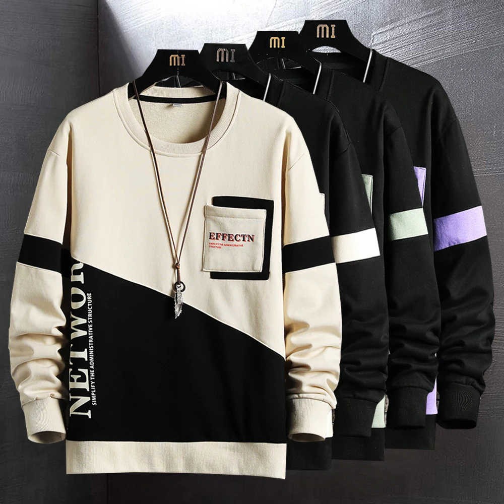 

Harajuku Sweatshirt Men Fashion Clothing Streetwear Hip Hop Patchwork Sweatshirts Casual Clothes For Men 2022 Brand New