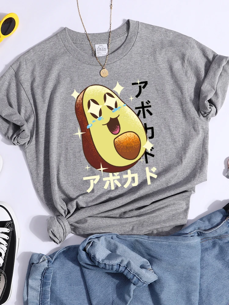 

Glittering Avocado Funny Cartoons Womens T-Shirts Hip Hop Summer Tshirts Street Quality Tee Clothes Fashion Sports Crop Top