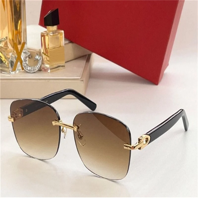 

New fashion design square sunglasse 0227 rimless frame light comfortable simple versatile style outdoor uv400 protection glasses