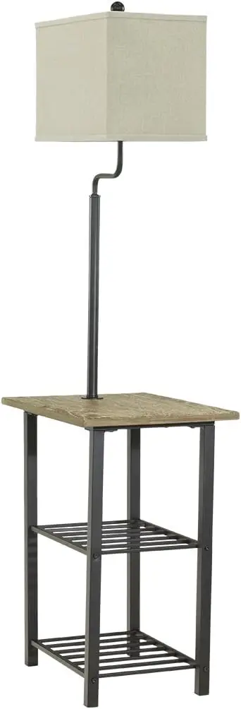 

Multifunctional Metal Floor Lamp & End Table, Black