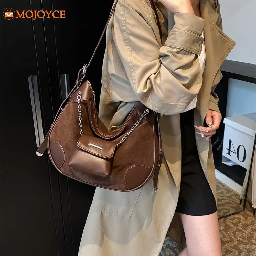 2024 трендовая женская замшевая сумка на плечо сумки в форме полумесяца с