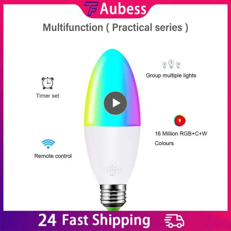 

Dimmable Colors 3-5w Indoor Candle Light 6000k Rgbw Light Bulbs E12 E14 E26 E27 B22 Smart Light Bulbs Smart Home Remote Control