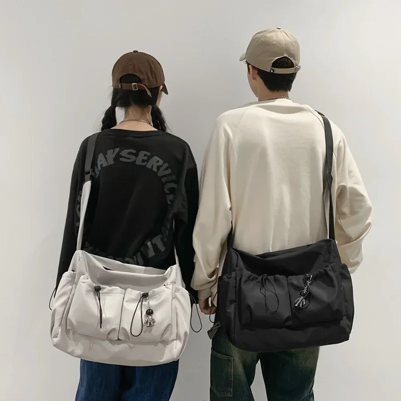

Women Men Shoulder Crossbody Bag Japanese Large Canvas Satchels for Student 2023 New Nylon Cloth Unisex Teenager Bookbag Handbag