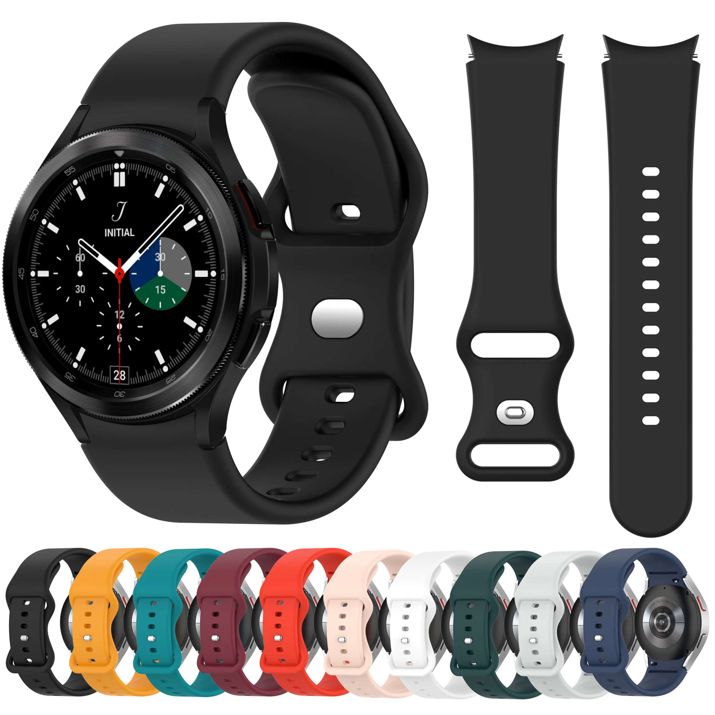

Curved End Soft Silicone Strap for Samsung Galaxy Watch 4 46mm 42mm Rubber Band 44mm 40mm Sport Bracelet Replacement Accessories