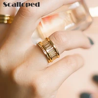 scalloped vintage hollow stainless steel rings woman creative chain design 18k gold plated temperament lady party jewelry gifts