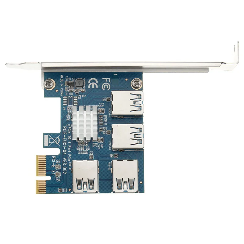 

High Quality USB Riser Card PCI-E Express to 4 Port USB3.0 Converter Expansion Card Adapter PCIe X1 Riser Card For Bitcoin Miner